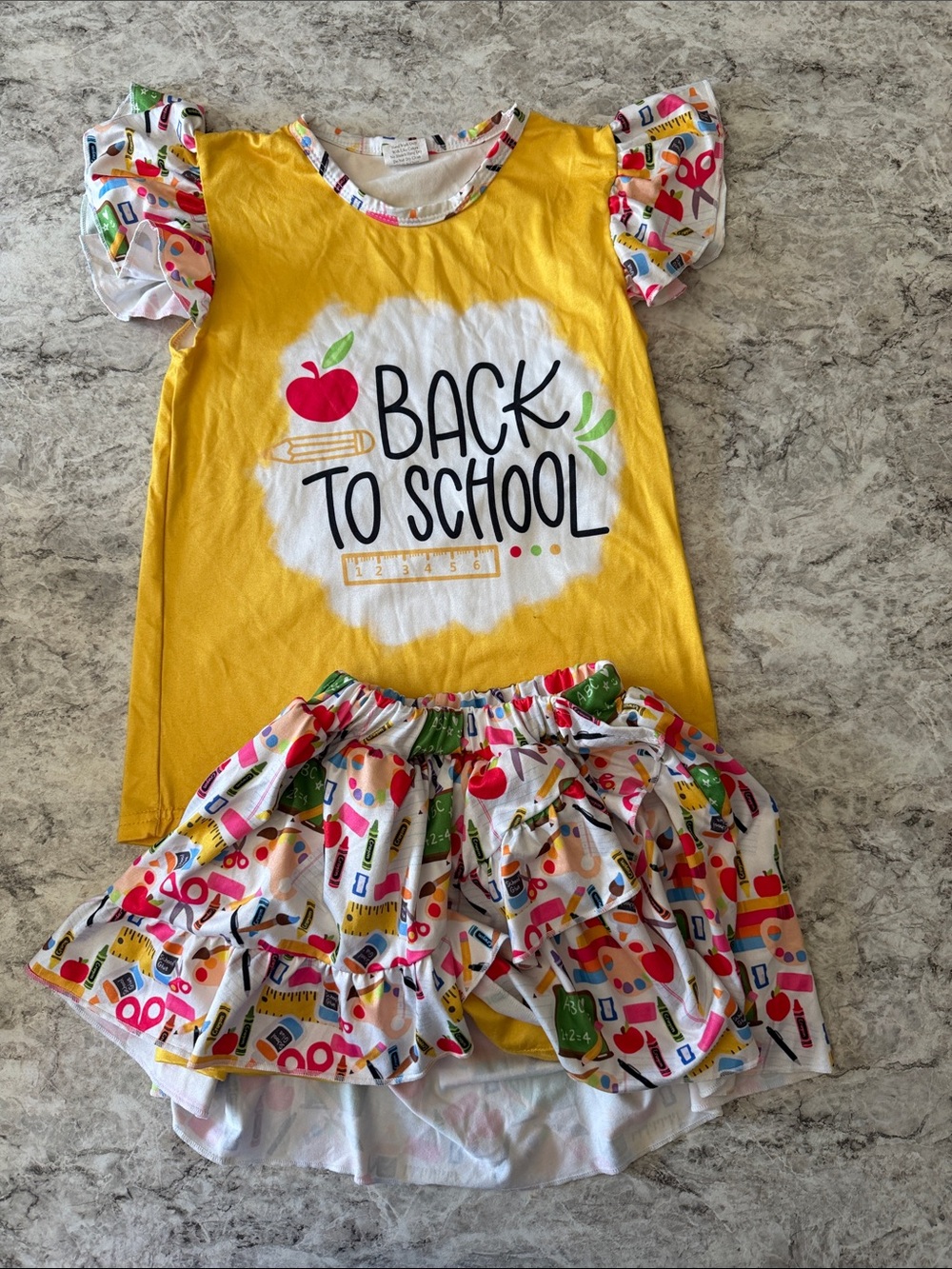 Back to School Yellow Ruffled Sleeve Set